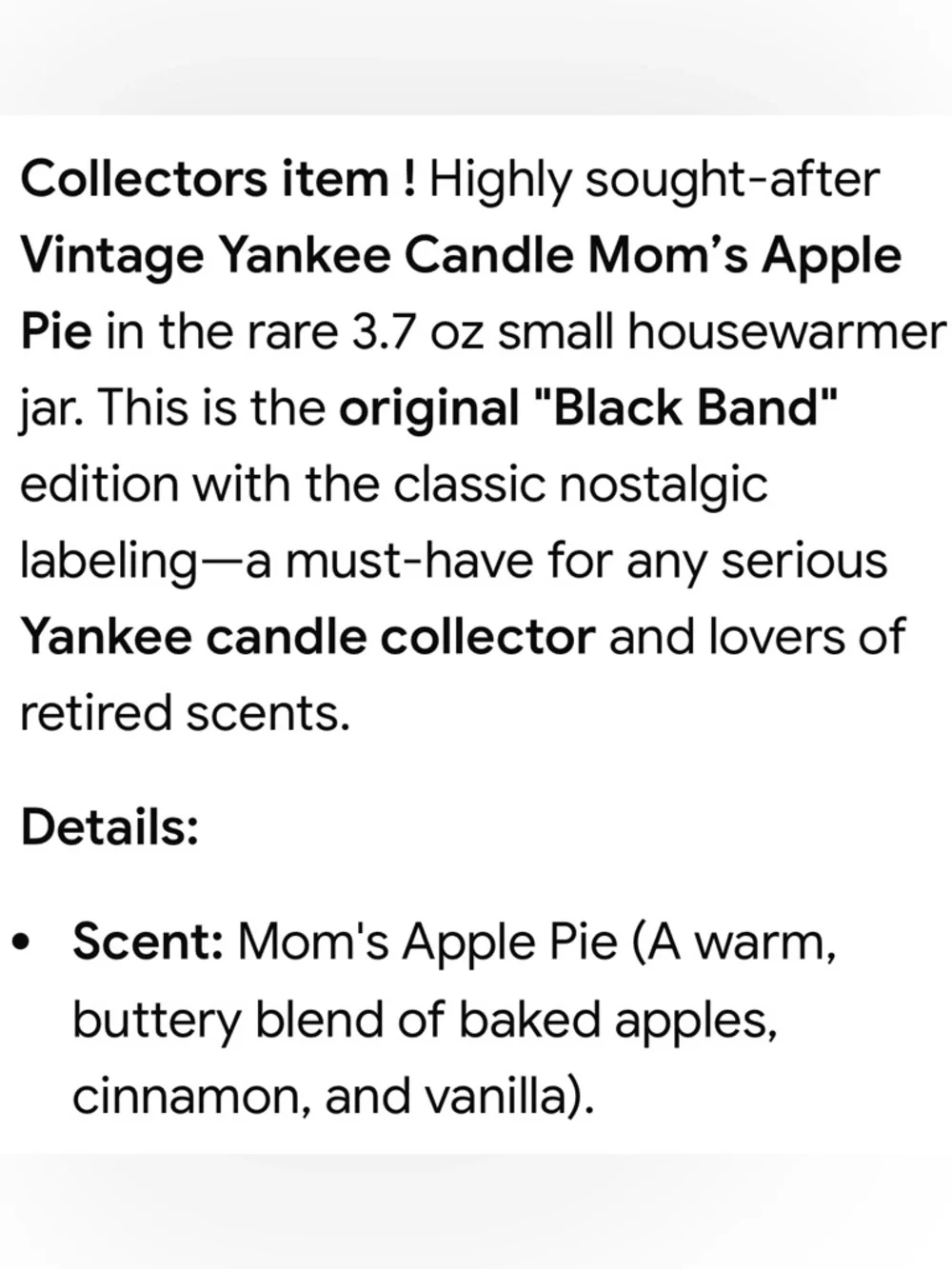 RARE Vintage Yankee Candle Moms Apple Pie 3.7oz Small Jar Retired Black Band HTF